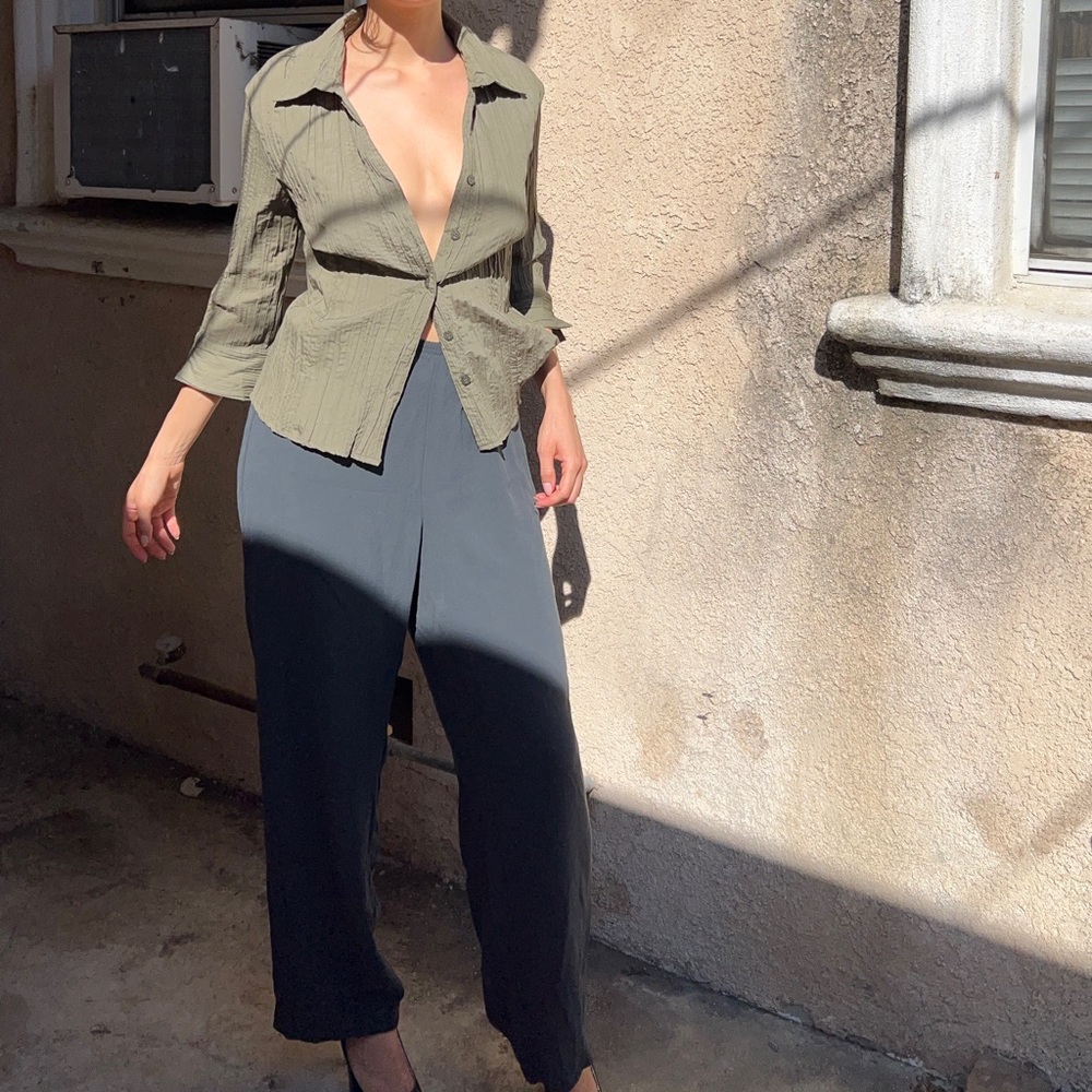 Green Button Down Top - image 1